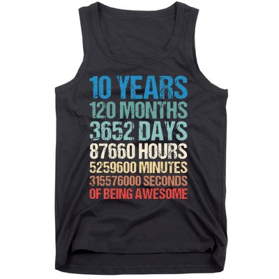 10 Years 120 Months Of Being Awesome 10th Birthday Gifts Tank Top