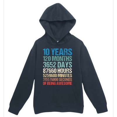 10 Years 120 Months Of Being Awesome 10th Birthday Gifts Urban Pullover Hoodie