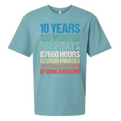 10 Years 120 Months Of Being Awesome 10th Birthday Gifts Sueded Cloud Jersey T-Shirt