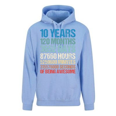 10 Years 120 Months Of Being Awesome 10th Birthday Gifts Unisex Surf Hoodie