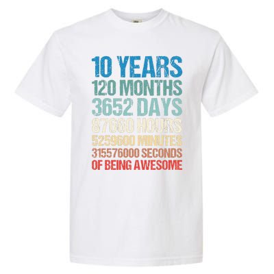 10 Years 120 Months Of Being Awesome 10th Birthday Gifts Garment-Dyed Heavyweight T-Shirt