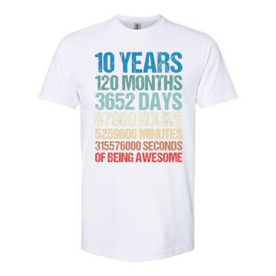 10 Years 120 Months Of Being Awesome 10th Birthday Gifts Softstyle CVC T-Shirt