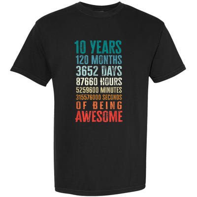 10 Years 120 Months Of Being Awesome 10th Birthday Gifts Garment-Dyed Heavyweight T-Shirt