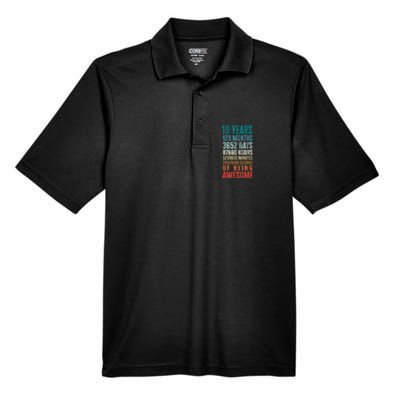 10 Years 120 Months Of Being Awesome 10th Birthday Gifts Men's Origin Performance Pique Polo