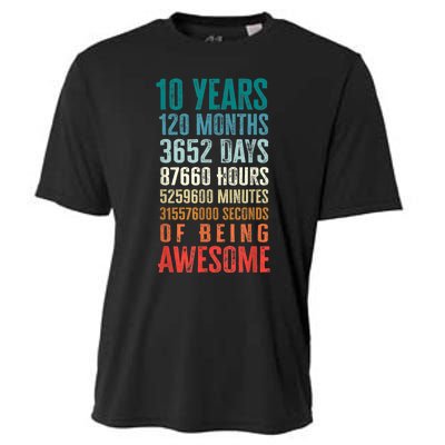 10 Years 120 Months Of Being Awesome 10th Birthday Gifts Cooling Performance Crew T-Shirt