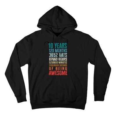 10 Years 120 Months Of Being Awesome 10th Birthday Gifts Hoodie