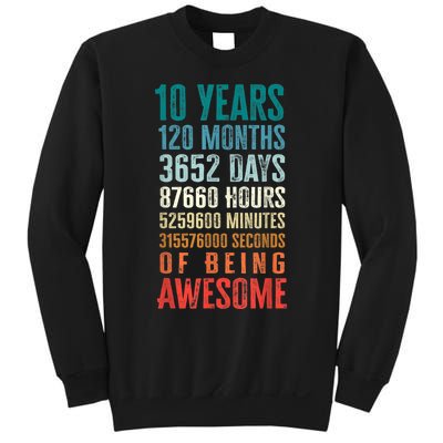 10 Years 120 Months Of Being Awesome 10th Birthday Gifts Sweatshirt