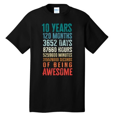 10 Years 120 Months Of Being Awesome 10th Birthday Gifts Tall T-Shirt