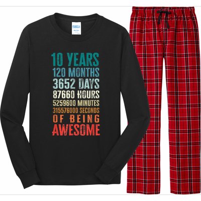 10 Years 120 Months Of Being Awesome 10th Birthday Gifts Long Sleeve Pajama Set