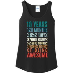 10 Years 120 Months Of Being Awesome 10th Birthday Gifts Ladies Essential Tank