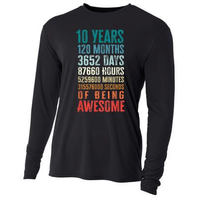 10 Years 120 Months Of Being Awesome 10th Birthday Gifts Cooling Performance Long Sleeve Crew