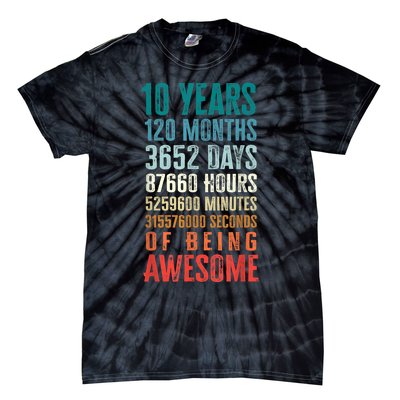 10 Years 120 Months Of Being Awesome 10th Birthday Gifts Tie-Dye T-Shirt