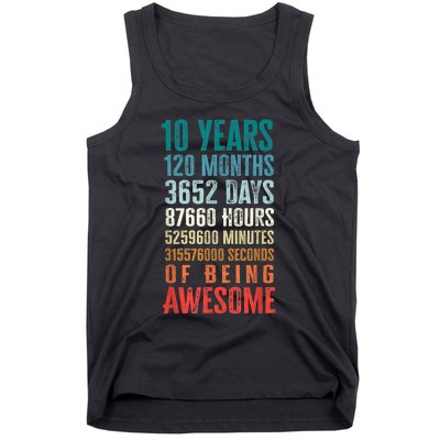 10 Years 120 Months Of Being Awesome 10th Birthday Gifts Tank Top