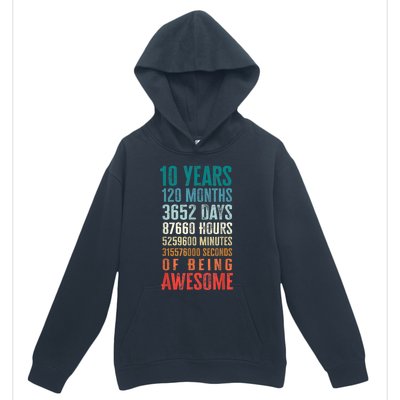 10 Years 120 Months Of Being Awesome 10th Birthday Gifts Urban Pullover Hoodie