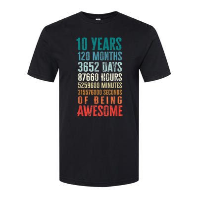 10 Years 120 Months Of Being Awesome 10th Birthday Gifts Softstyle CVC T-Shirt