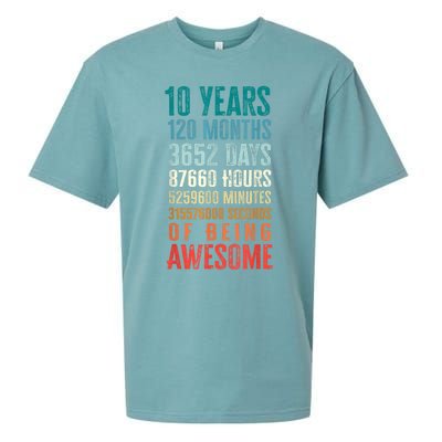 10 Years 120 Months Of Being Awesome 10th Birthday Gifts Sueded Cloud Jersey T-Shirt