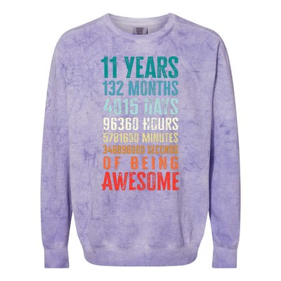 11 Years 132 Months Of Being Awesome 11th Birthday Gifts Colorblast Crewneck Sweatshirt