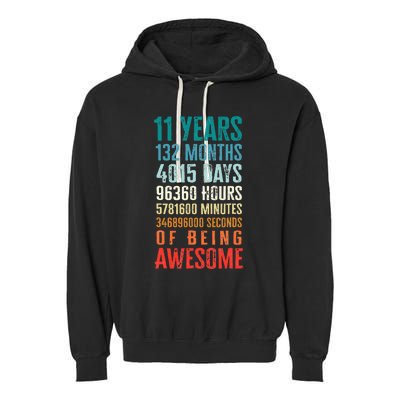 11 Years 132 Months Of Being Awesome 11th Birthday Gifts Garment-Dyed Fleece Hoodie