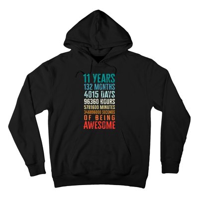 11 Years 132 Months Of Being Awesome 11th Birthday Gifts Hoodie