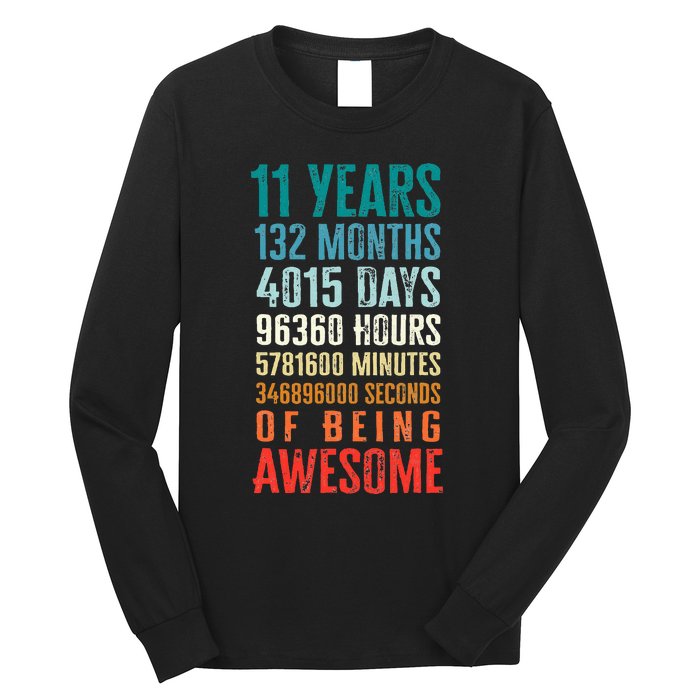 11 Years 132 Months Of Being Awesome 11th Birthday Gifts Long Sleeve Shirt