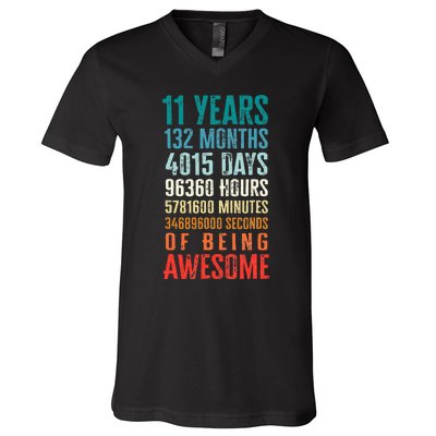 11 Years 132 Months Of Being Awesome 11th Birthday Gifts V-Neck T-Shirt