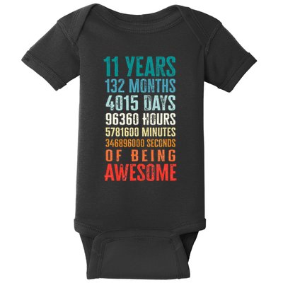 11 Years 132 Months Of Being Awesome 11th Birthday Gifts Baby Bodysuit