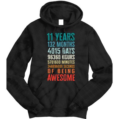 11 Years 132 Months Of Being Awesome 11th Birthday Gifts Tie Dye Hoodie