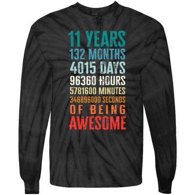 11 Years 132 Months Of Being Awesome 11th Birthday Gifts Tie-Dye Long Sleeve Shirt