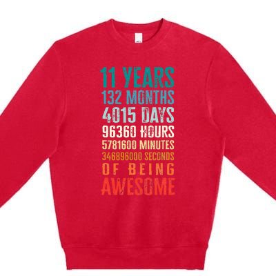 11 Years 132 Months Of Being Awesome 11th Birthday Gifts Premium Crewneck Sweatshirt