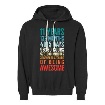 11 Years 132 Months Of Being Awesome 11th Birthday Gifts Garment-Dyed Fleece Hoodie