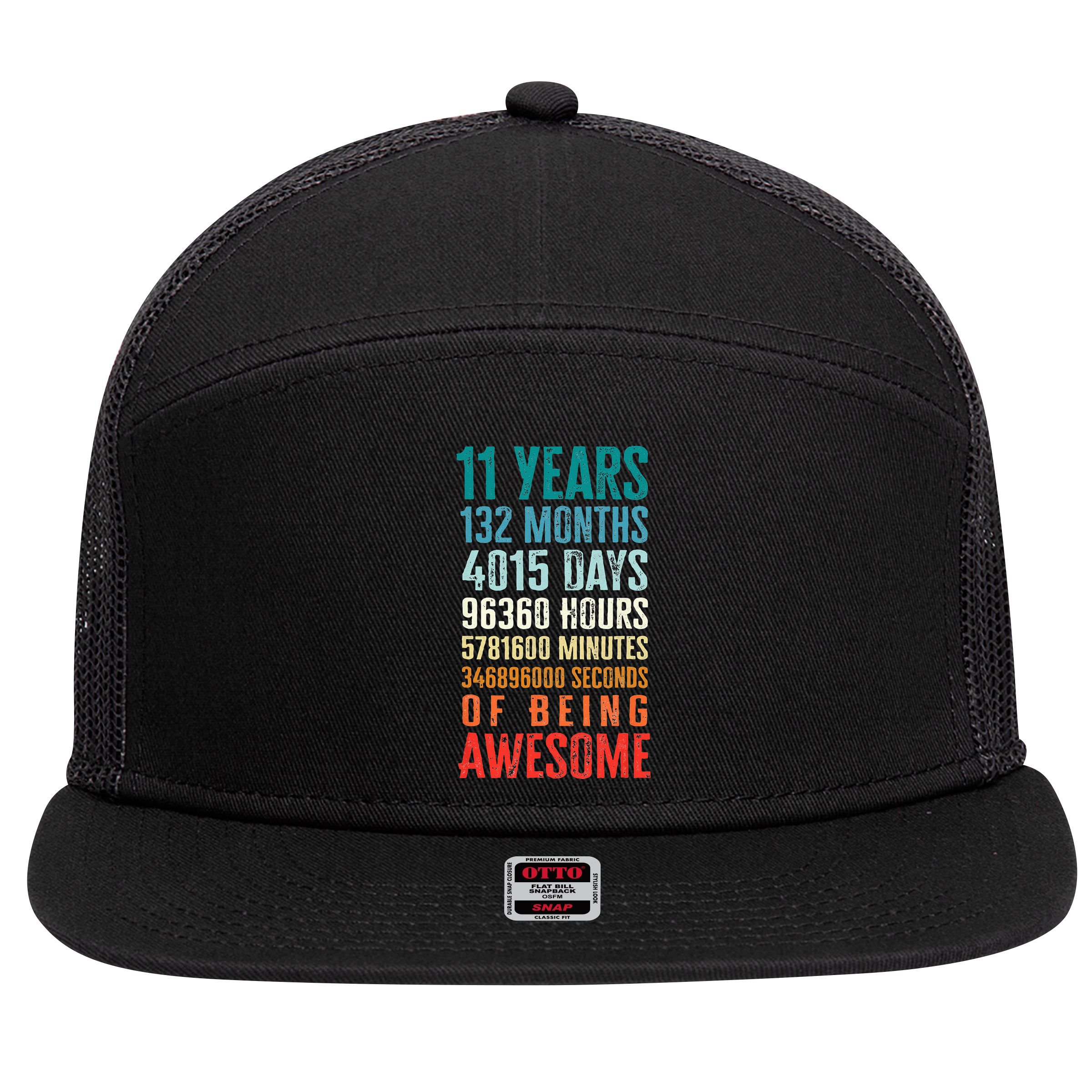 11 Years 132 Months Of Being Awesome 11th Birthday Gifts 7 Panel Mesh Trucker Snapback Hat
