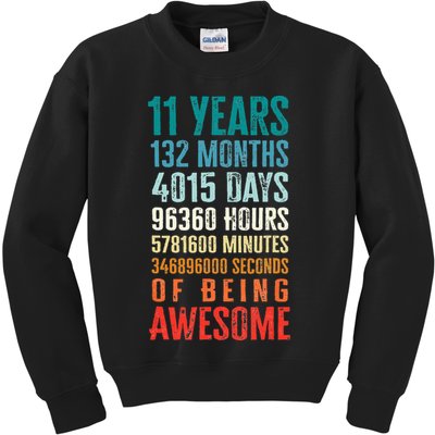 11 Years 132 Months Of Being Awesome 11th Birthday Gifts Kids Sweatshirt