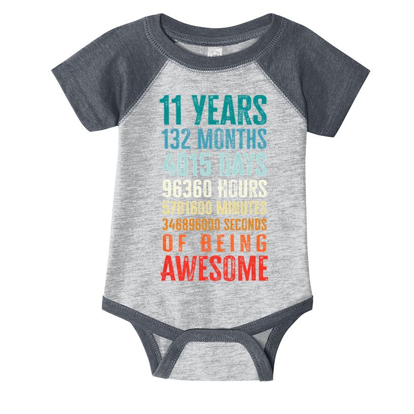 11 Years 132 Months Of Being Awesome 11th Birthday Gifts Infant Baby Jersey Bodysuit