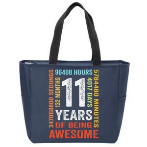 11 Years 132 Months Of Being Awesome 11th Birthday Gift Zip Tote Bag