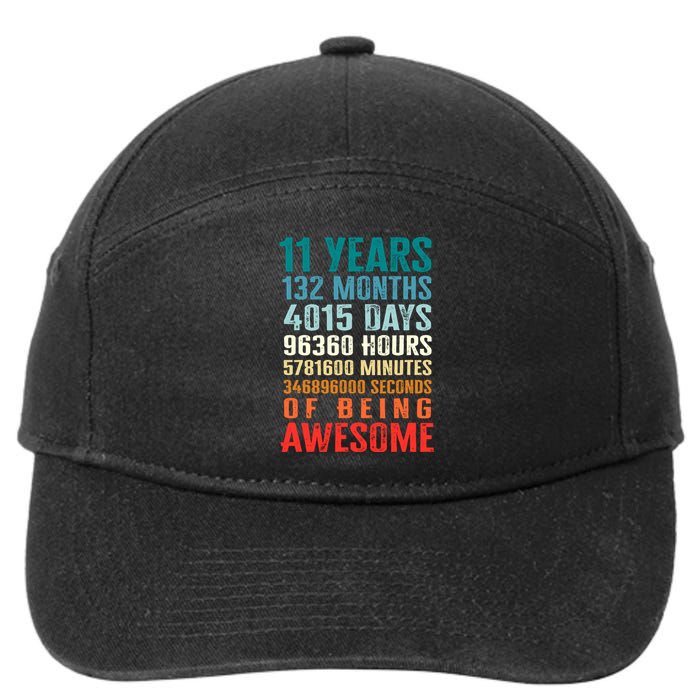 11 Years 132 Months Of Being Awesome 11th Birthday Gifts 7-Panel Snapback Hat