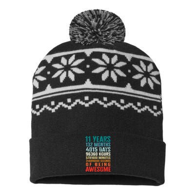 11 Years 132 Months Of Being Awesome 11th Birthday Gifts USA-Made Snowflake Beanie