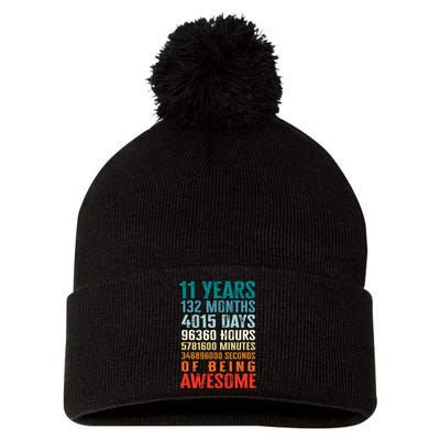 11 Years 132 Months Of Being Awesome 11th Birthday Gifts Pom Pom 12in Knit Beanie