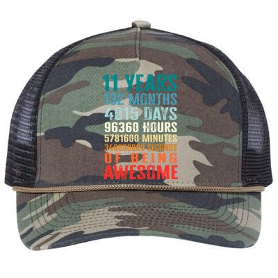 11 Years 132 Months Of Being Awesome 11th Birthday Gifts Retro Rope Trucker Hat Cap