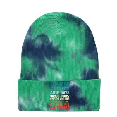 11 Years 132 Months Of Being Awesome 11th Birthday Gifts Tie Dye 12in Knit Beanie