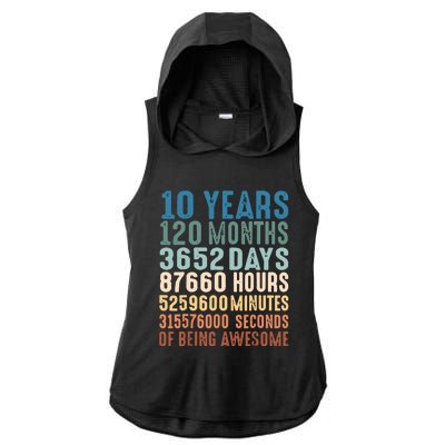 10 Years 120 Months 3652 Days 87660 Hours 5249600 Minutes 315576000 Seconds Of B Ladies PosiCharge Tri-Blend Wicking Draft Hoodie Tank