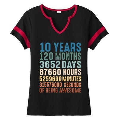 10 Years 120 Months 3652 Days 87660 Hours 5249600 Minutes 315576000 Seconds Of B Ladies Halftime Notch Neck Tee