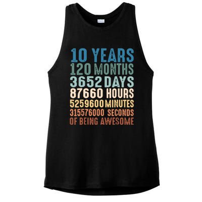 10 Years 120 Months 3652 Days 87660 Hours 5249600 Minutes 315576000 Seconds Of B Ladies PosiCharge Tri-Blend Wicking Tank