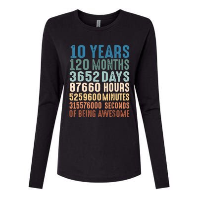 10 Years 120 Months 3652 Days 87660 Hours 5249600 Minutes 315576000 Seconds Of B Womens Cotton Relaxed Long Sleeve T-Shirt