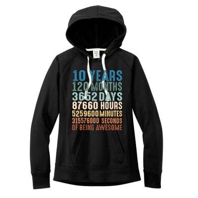 10 Years 120 Months 3652 Days 87660 Hours 5249600 Minutes 315576000 Seconds Of B Women's Fleece Hoodie