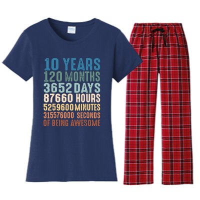 10 Years 120 Months 3652 Days 87660 Hours 5249600 Minutes 315576000 Seconds Of B Women's Flannel Pajama Set