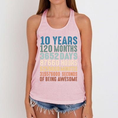 10 Years 120 Months 3652 Days 87660 Hours 5249600 Minutes 315576000 Seconds Of B Women's Knotted Racerback Tank