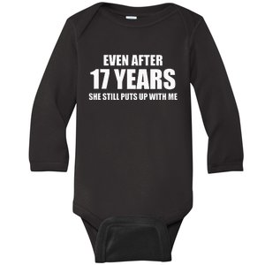 17 Year Anniversary Funny Relationship Gifts For Him Baby Long Sleeve Bodysuit