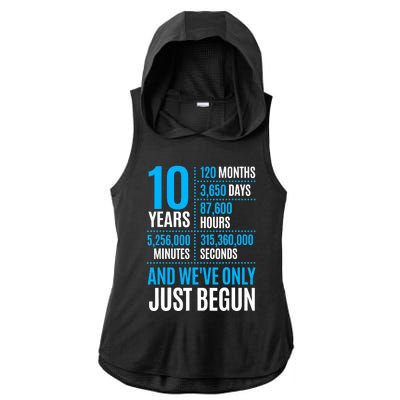 10 Year Anniversary Couple Her Or Him Wedding Gift Ladies PosiCharge Tri-Blend Wicking Draft Hoodie Tank