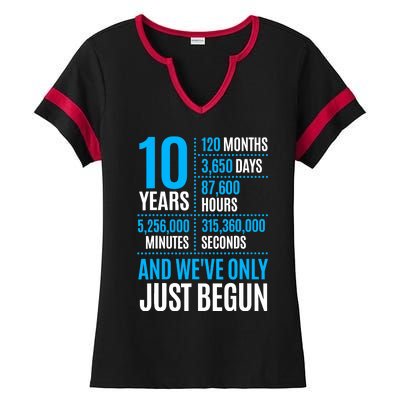 10 Year Anniversary Couple Her Or Him Wedding Gift Ladies Halftime Notch Neck Tee