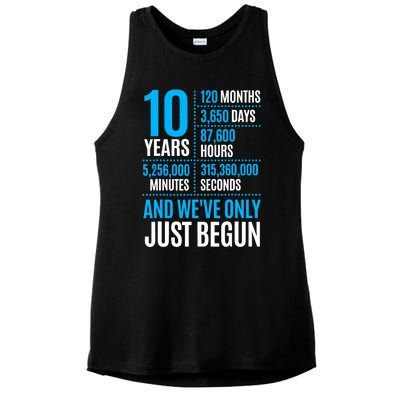 10 Year Anniversary Couple Her Or Him Wedding Gift Ladies PosiCharge Tri-Blend Wicking Tank